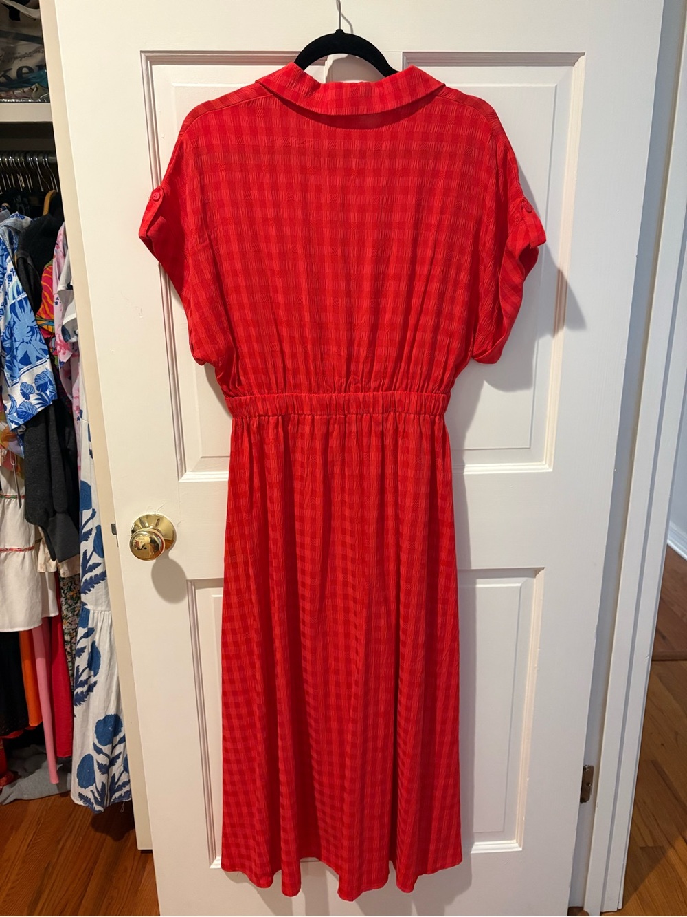 Red Button Up Dress Large - Picture 3 of 3